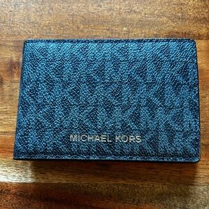 Michael Kors Blue Monogrammed Bi-fold Wallet, Brand NEW
